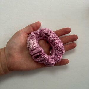 Elegant Pink Crochet Hair Scrunchie